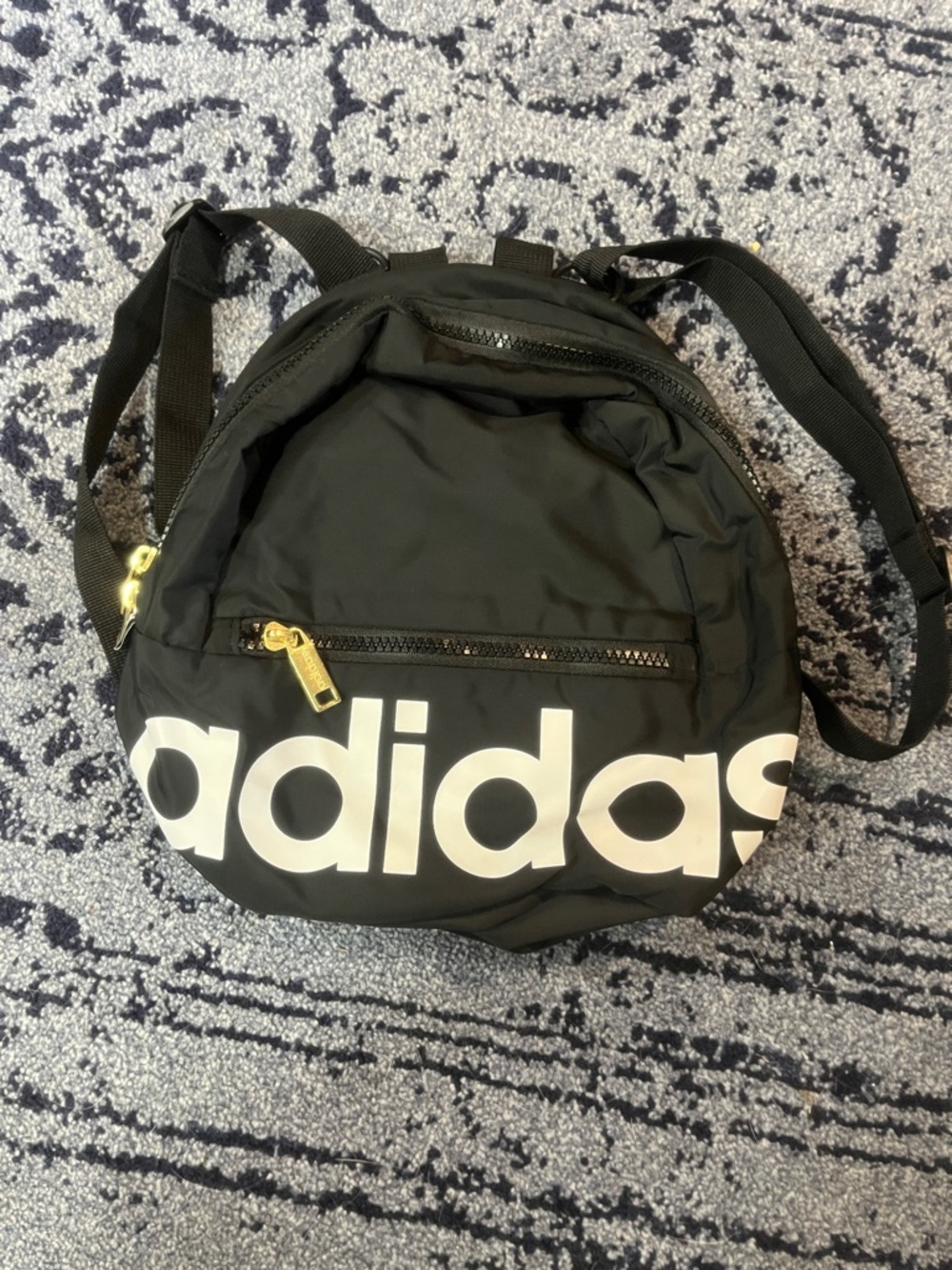 adidas mini Black Round Logo Backpack with Gold Hardware